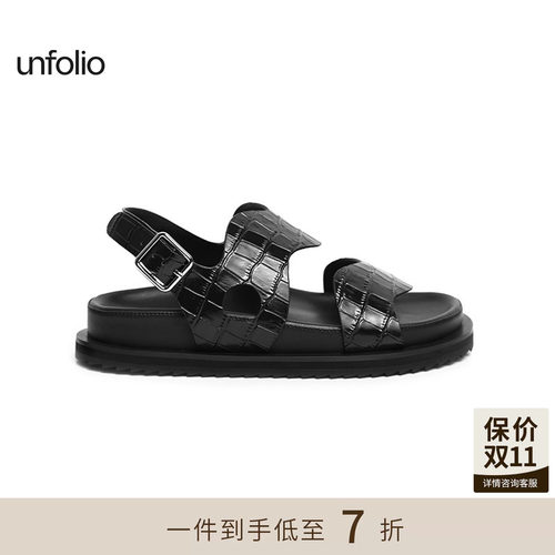 unfolio曲线条带勃肯凉鞋