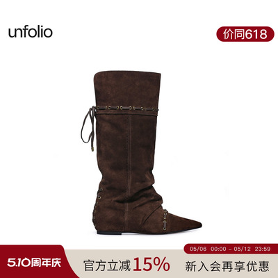 unfolio堆叠感及膝靴可折叠两穿