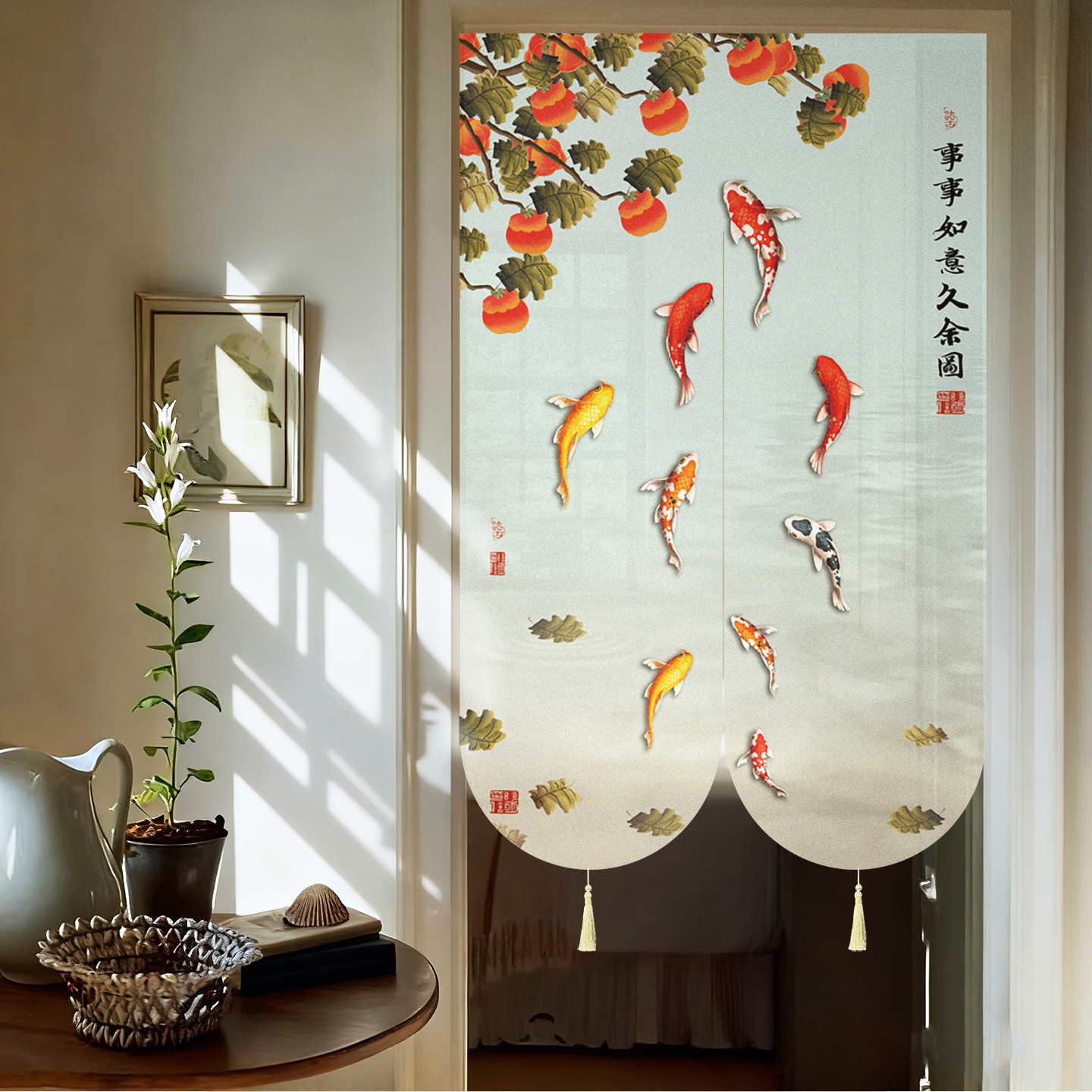 新款高档超好看中式古风半透纱隔断遮挡门帘卧室客厅卫生间入户门