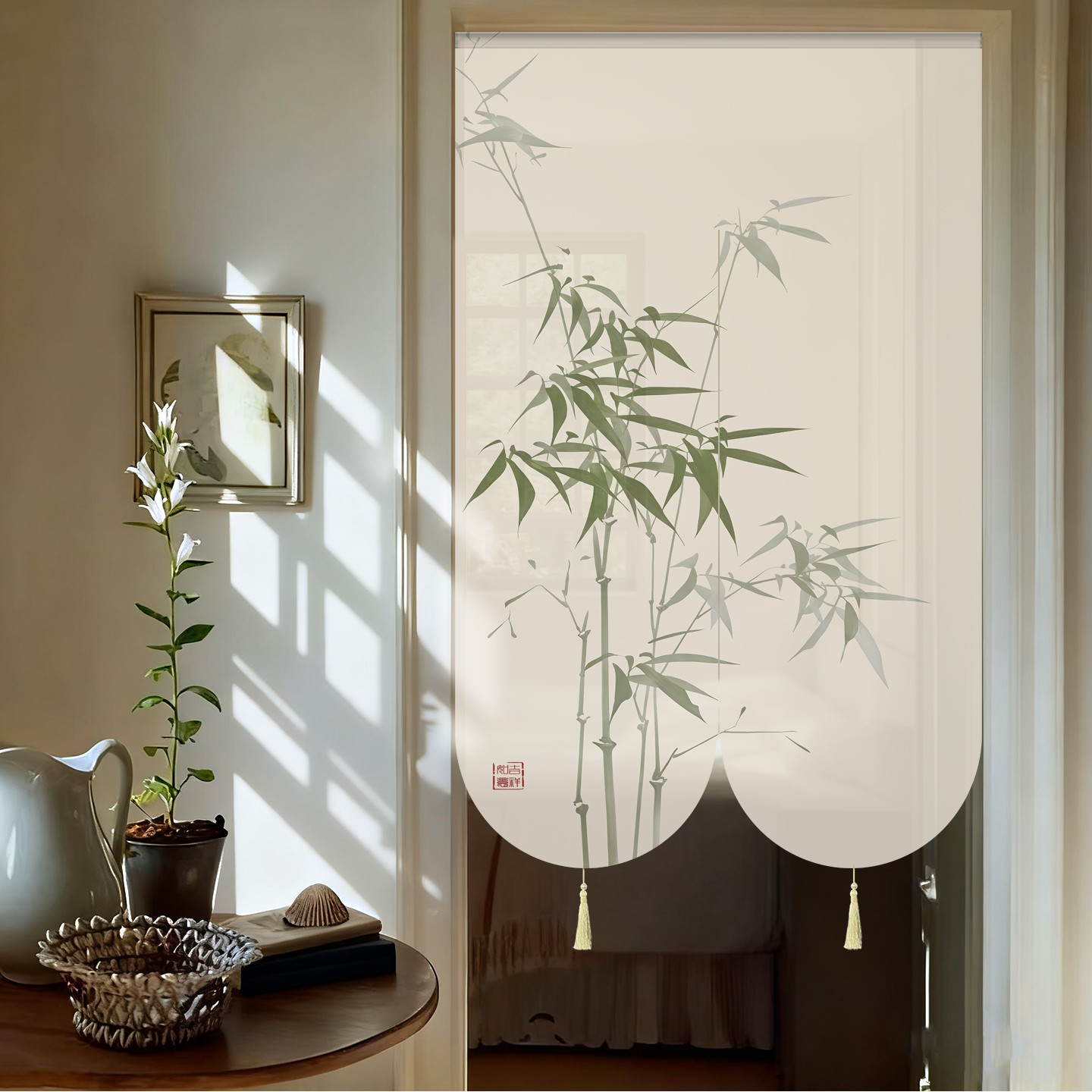 新款高档超好看中式高端大气风水隔断遮挡薄纱门帘卧室客厅卫生间