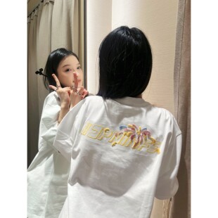 美式高街刺绣短袖t恤女夏季纯棉半袖潮牌覆古宽松设计感小众上衣