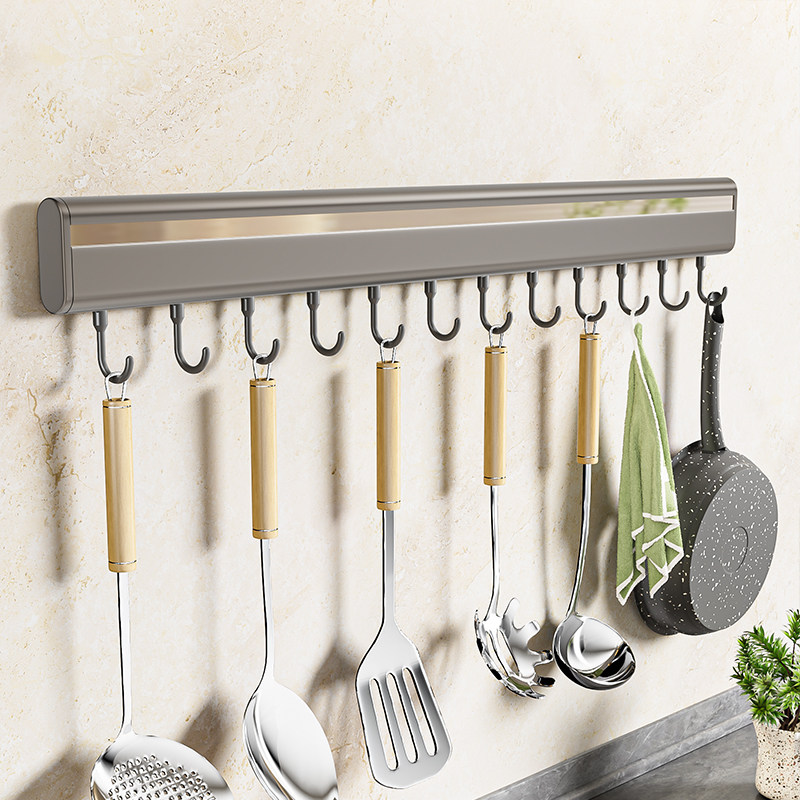 太空铝厨房挂钩免打孔挂钩移动排钩置物架勺子锅铲收纳架毛巾挂钩,收纳整理,挂钩/粘钩,淘宝优惠券,粉丝福利购,淘宝优惠卷