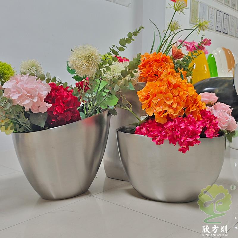 室内商用酒店商场售楼部办公室冲压304#不锈钢花盆花瓶装饰摆件