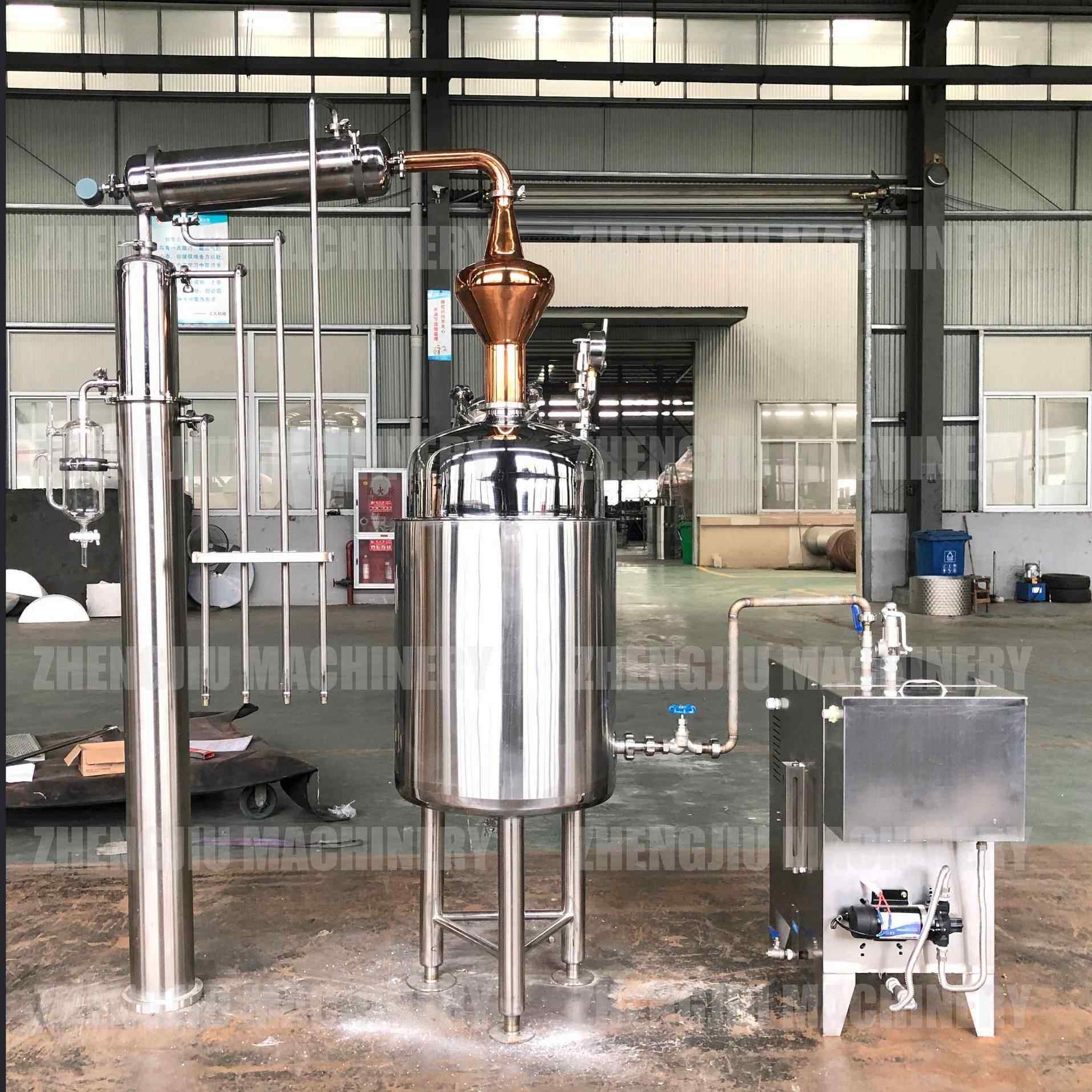100L紫铜纯露蒸馏机不锈钢纯露精油提取设备6kw带油水分离器