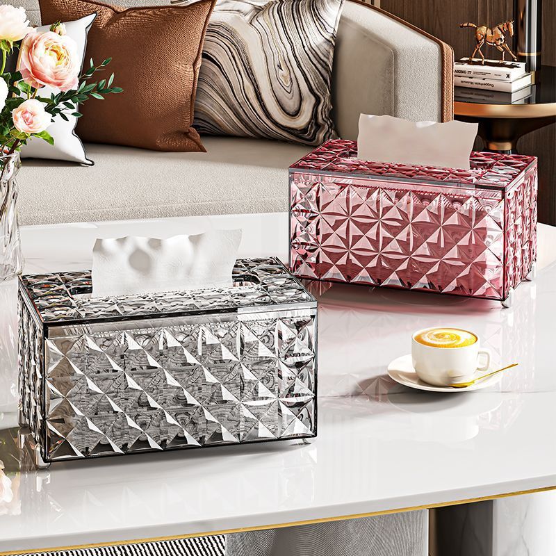 创意纸巾盒透明塑料轻奢客厅餐桌抽纸盒浴室卫生间洗脸巾收纳盒