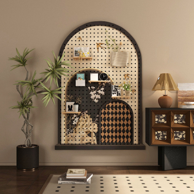 实木洞洞板定制打印图案置物架