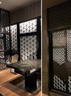 中式镂空花板木雕实木花格仿古门窗PHVC雕花隔断屏风实木推拉门