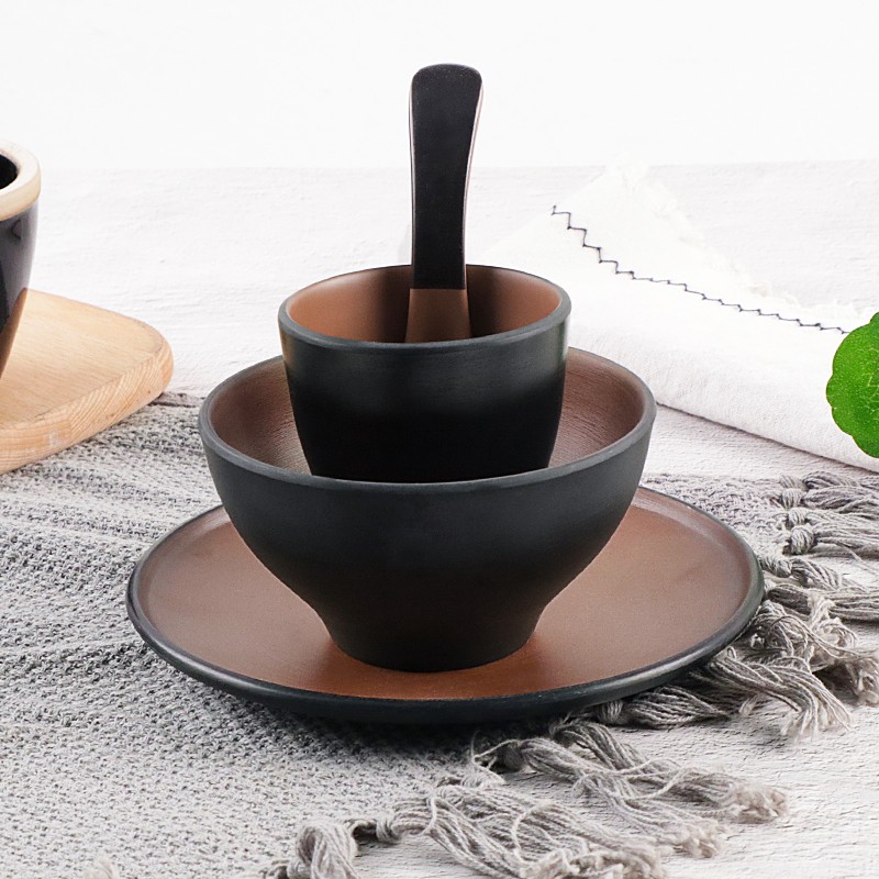 A5仿瓷火锅e店摆台四件套餐具酒店饭店餐厅商用套装碗碟杯勺加厚