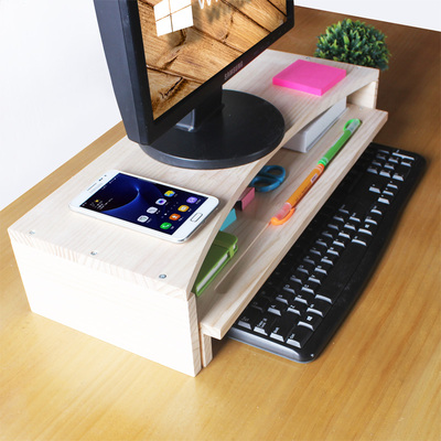 双层电脑显示器j增高架托架液晶屏底座支架键盘桌面收纳整理架底