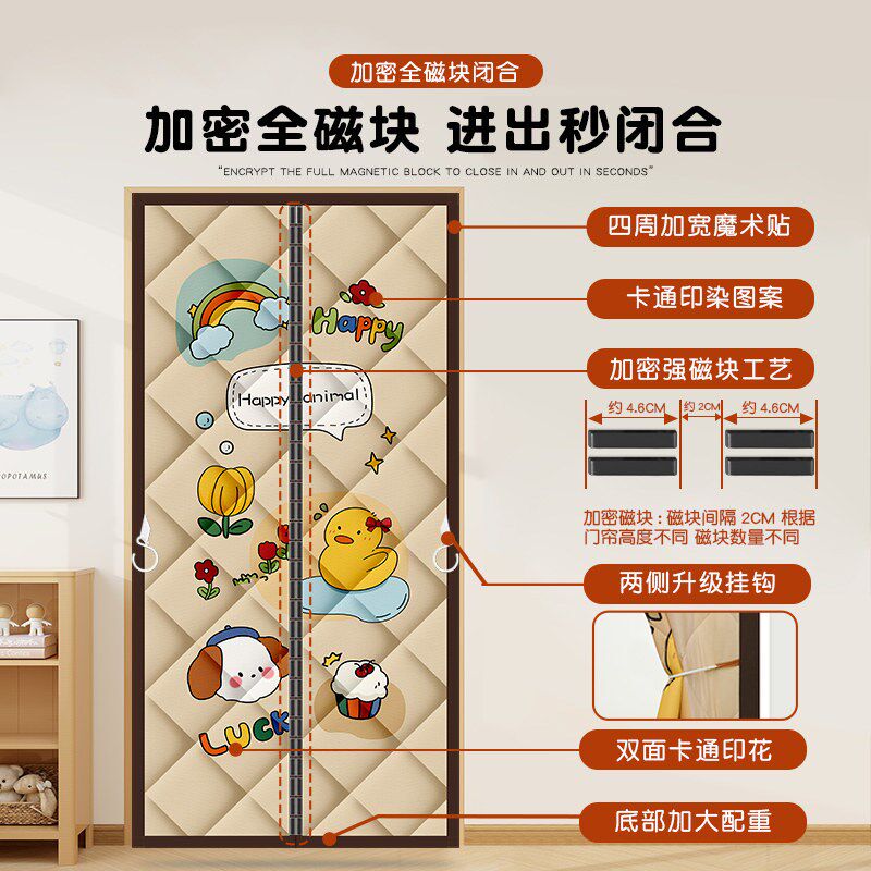冬季棉门帘加厚防寒隔断帘保暖磁吸空调帘免N打孔防风隔音保温挂图片