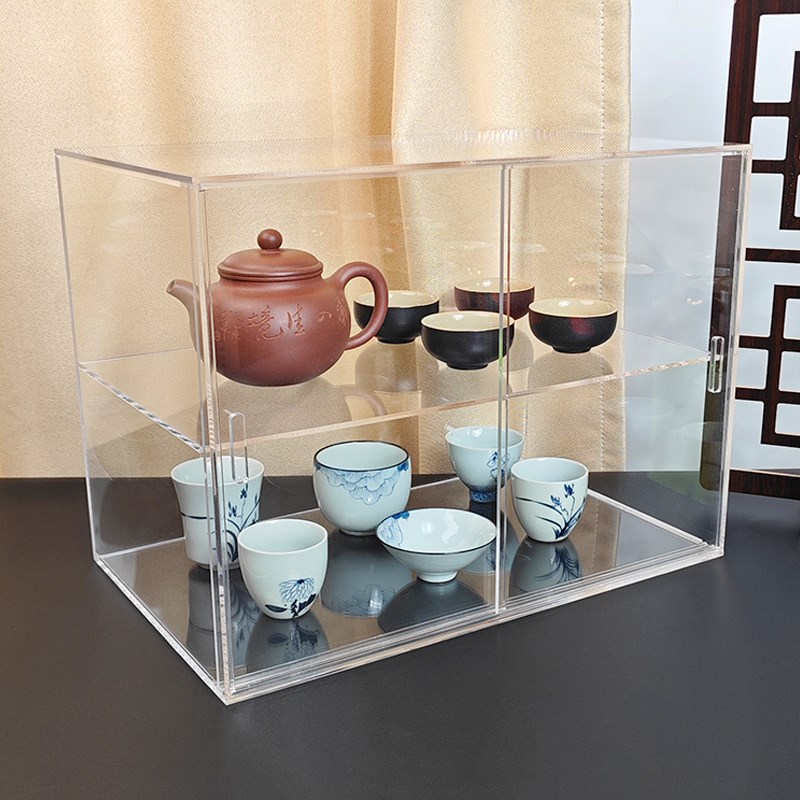 亚克力杯子展示柜马克杯收纳盒茶壶茶具置物架Q透明防尘玻璃杯架