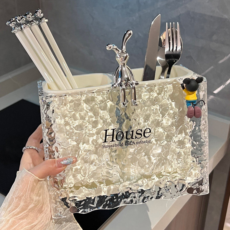 轻奢筷子置物架壁挂家用s筷子筒厨房勺子叉沥水收纳盒筷子篓筷笼