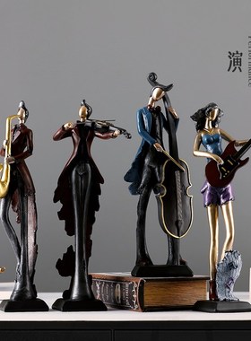 复古音乐人e摆件吉他大小提琴乐器演奏客厅家居软装饰品电视柜摆