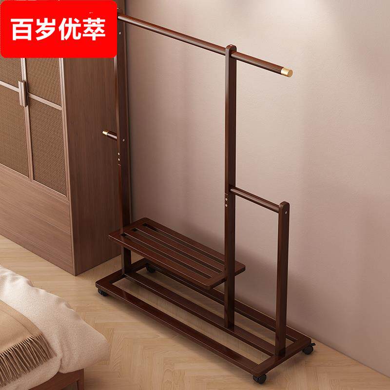 简易衣帽架家用卧室落地可移动挂衣架阳台收纳晾衣架多功能置物架