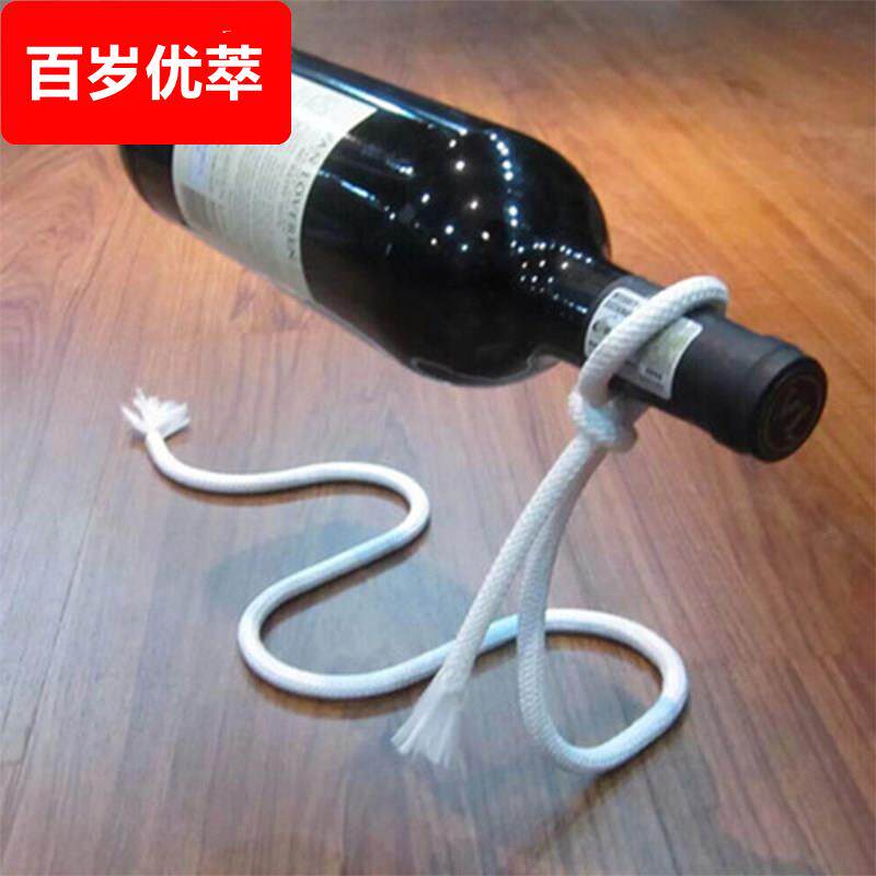 创意魔术红酒架个性悬浮铁艺绳子葡萄酒架时尚白色欧式酒柜摆件架