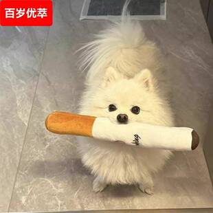 来根华子搞笑狗狗玩具仿真香烟毛绒耐咬发声咬不烂的比熊宠物玩具