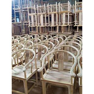 圈椅实木白胚椅子南榆木围椅橡木椅子新中式太师椅散装官帽椅
