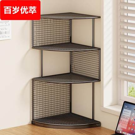桌面简易转角置物架办公室工位拐角小型收纳书柜桌上多层三角书架