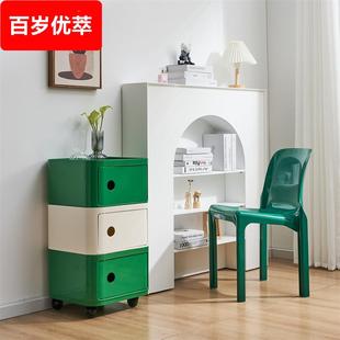 复古网红ins床头柜家用小户型多层储物柜中古风简约边几置物收纳