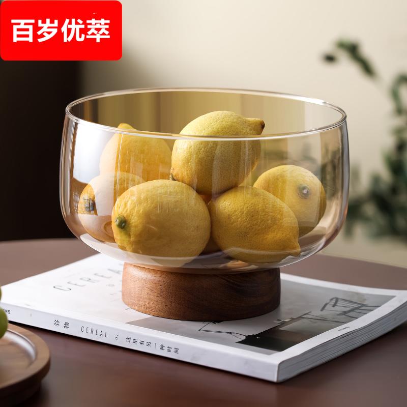 玻璃水果盘轻奢高档客厅家用茶几糖果零食收纳摆放干果盘高脚果盆