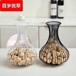 个性红酒塞收纳篮软木塞红酒瓶塞收纳筐葡萄酒塞收集篮子酒吧摆件