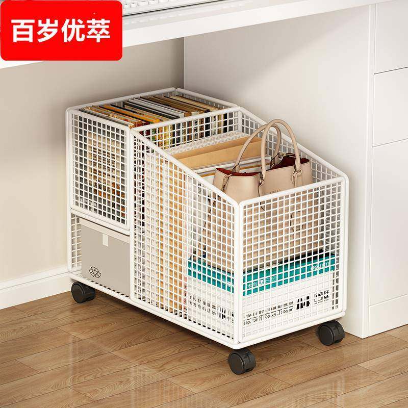 移动桌下书包书架办公书桌收纳置物架学生教室落地书柜零食小推车