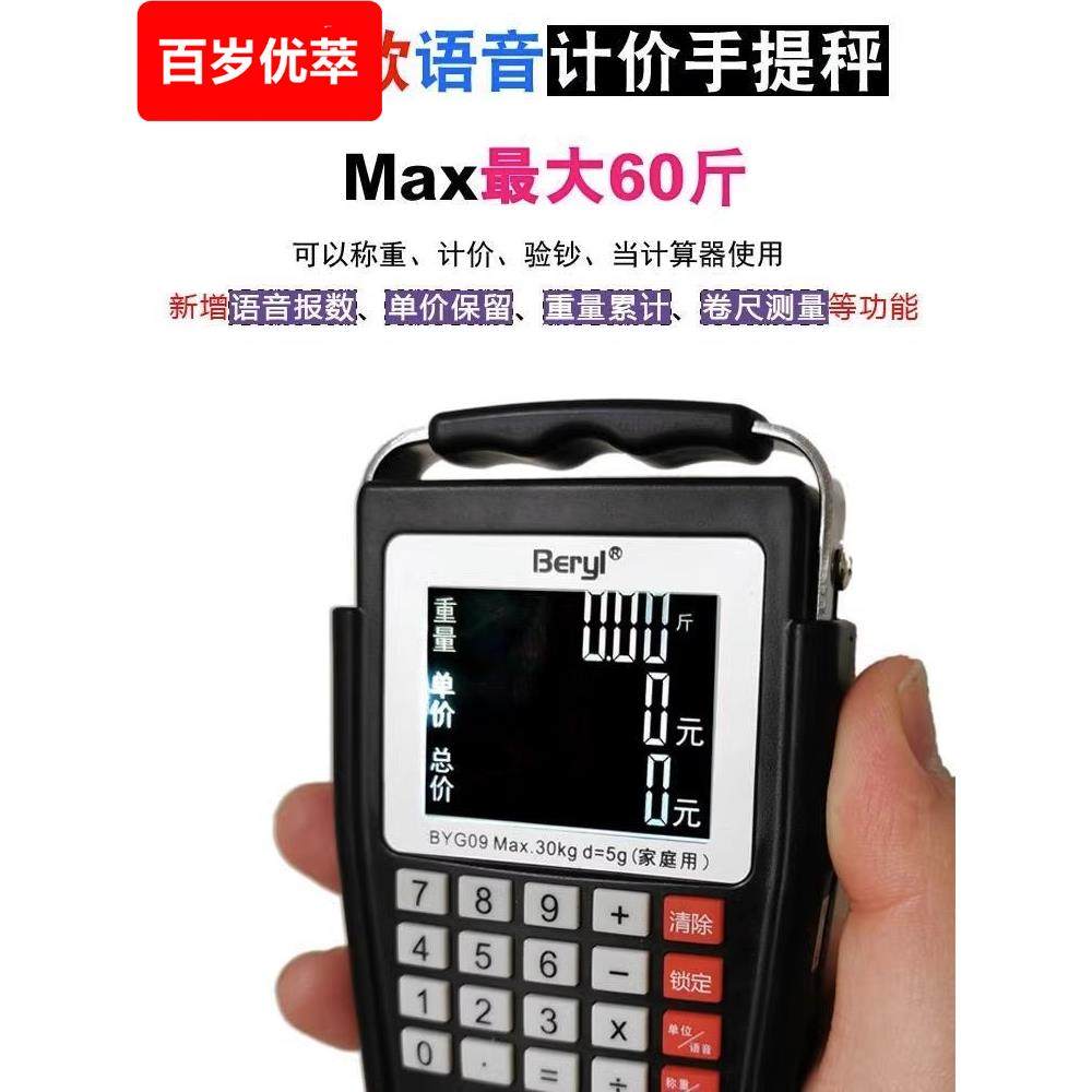 语音自动定价便携式电子秤，可充电弹簧秤，小型手持便携式高精度