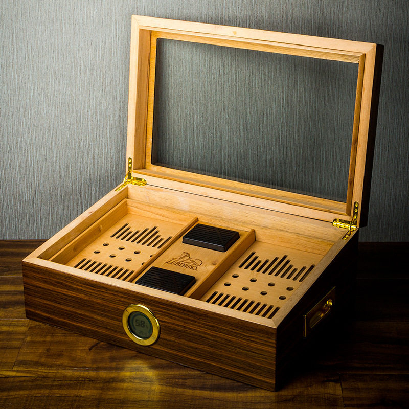 鲁宾斯基雪茄盒 大容量透视窗双层雪松木烟盒 雪茄保湿盒