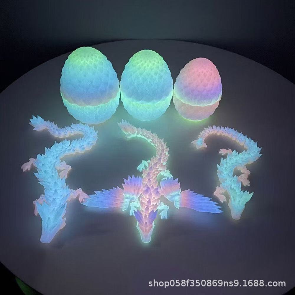 【跨境爆款】3d打印夜光水晶龙飞龙龙蛋套关节可活动夜市摆摊爆款