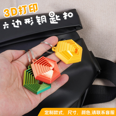 3d打印跨境新品 Keychain Hexagon Fidget钥匙扣六角形减压玩具