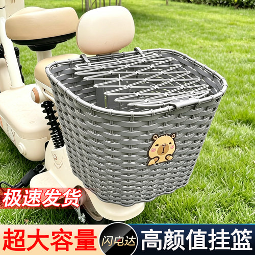 适用于绿源九号新日电动车后置车筐加大可爱卡通电瓶摩托车尾挂篮
