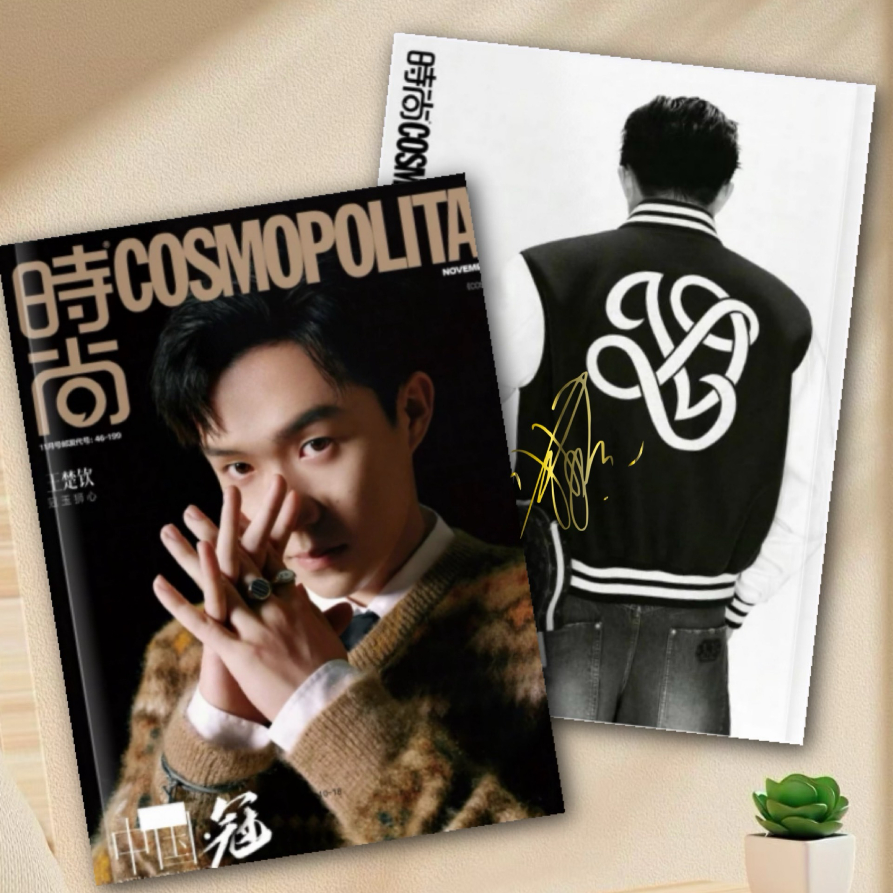 时尚伊人COSMO封面王楚钦签名版冠玉狮心照片写真集纪念杂志画册