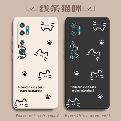 适用小米cc9Pro手机壳cc9e保护套M1910F4E新款ccp全包防摔ccpro液态硅胶por创意曲面屏c9女外壳曲屏简约猫咪