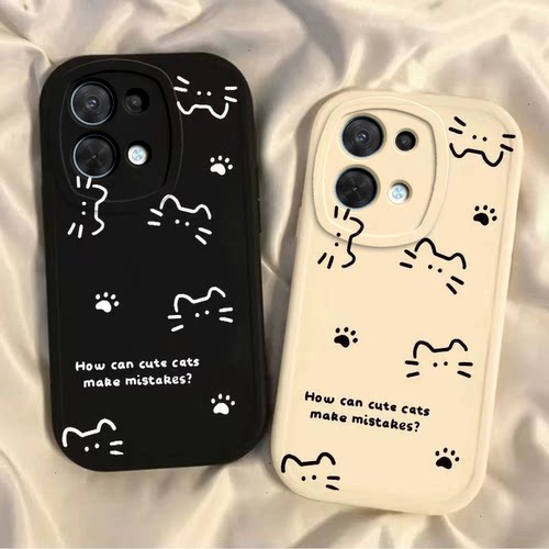 线条猫咪适用oppoReno8手机保护壳Reno8pro十新款oppo5G硅胶opoprenoopρo女opporeon8pro+防摔0pp0opp0ppore