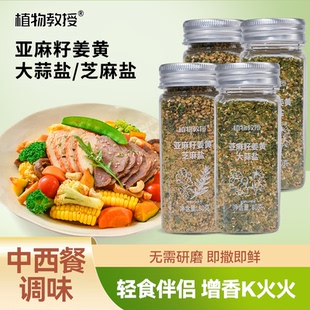 4瓶装 植物教授亚麻籽姜黄大蒜盐芝麻盐调味轻食水煮菜增香K火火