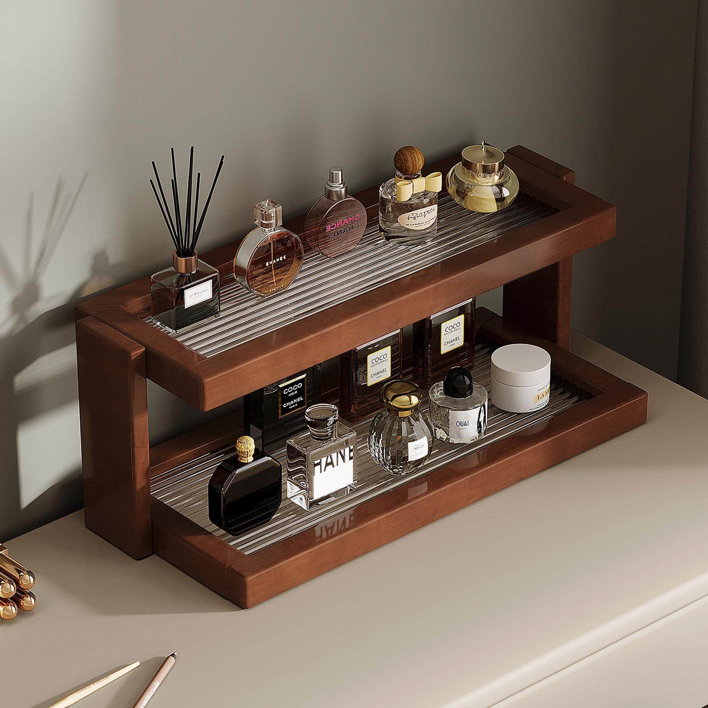 桌上置物架台面杯子收纳架梯形亚克力水杯架子咖啡杯整理收纳托盘