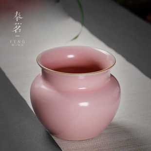 禅意复古茶水盆茶渣桶 汝窑水盂茶洗陶瓷杯洗大号特大家用建水日式