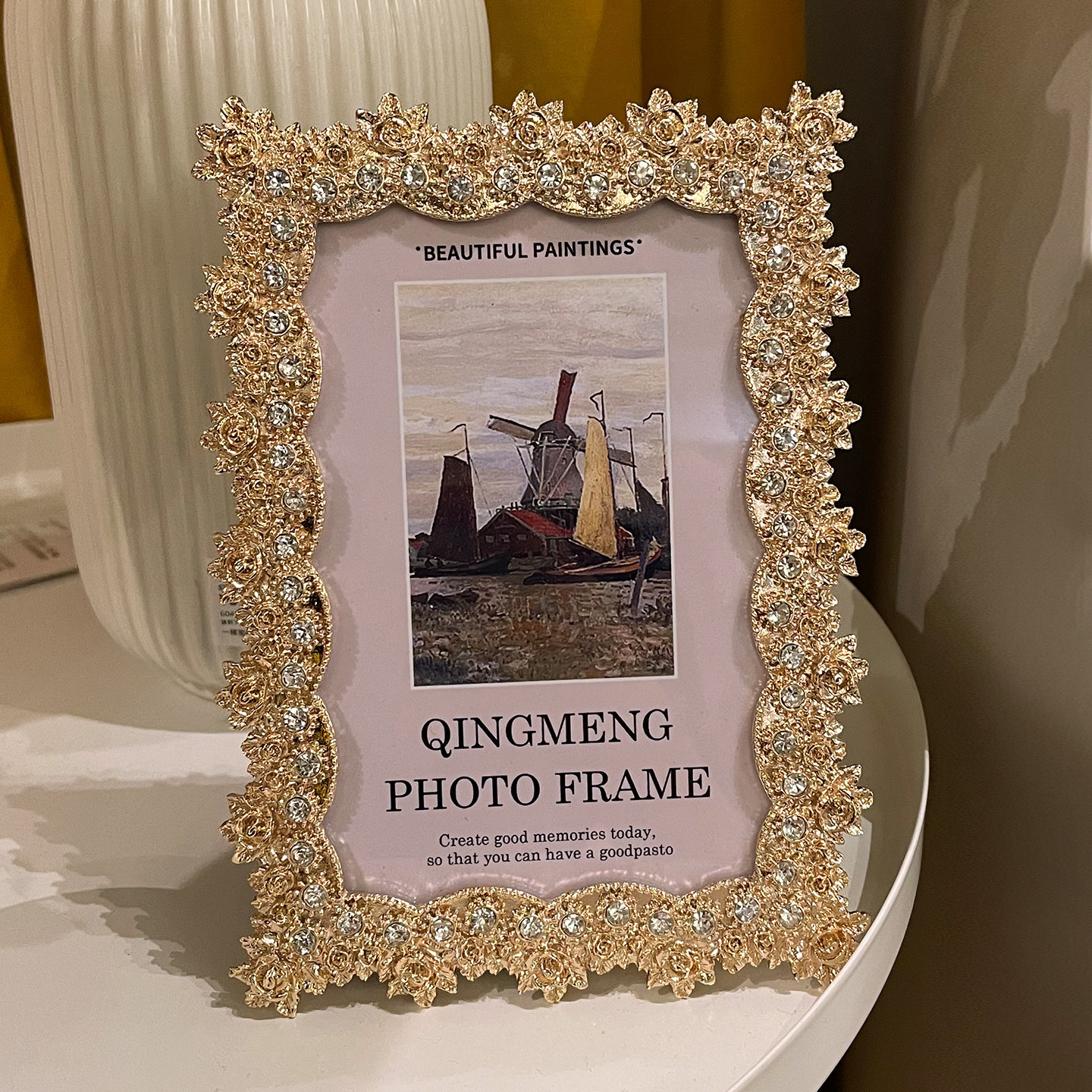 青檬相框 轻奢欧式6/7寸卧室摆台高级感创意金玫瑰婚纱照片框摆件