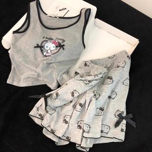 带胸垫HelloKitty吊带睡衣女夏季 薄款 背心短裤 卡通可爱家居服套装