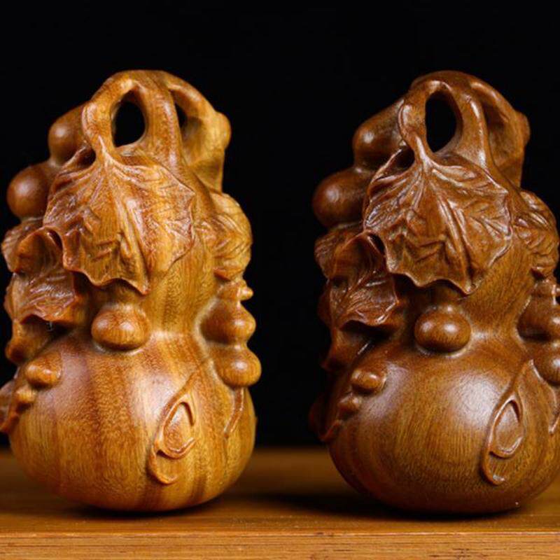 多子多绿檀木葫芦木雕刻摆件 木质工艺品挂件 手把件家居装饰品