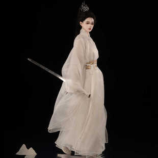 山迟【白芷】汉服宋制圆领袍古装男女同款白色超仙侠风演出春秋