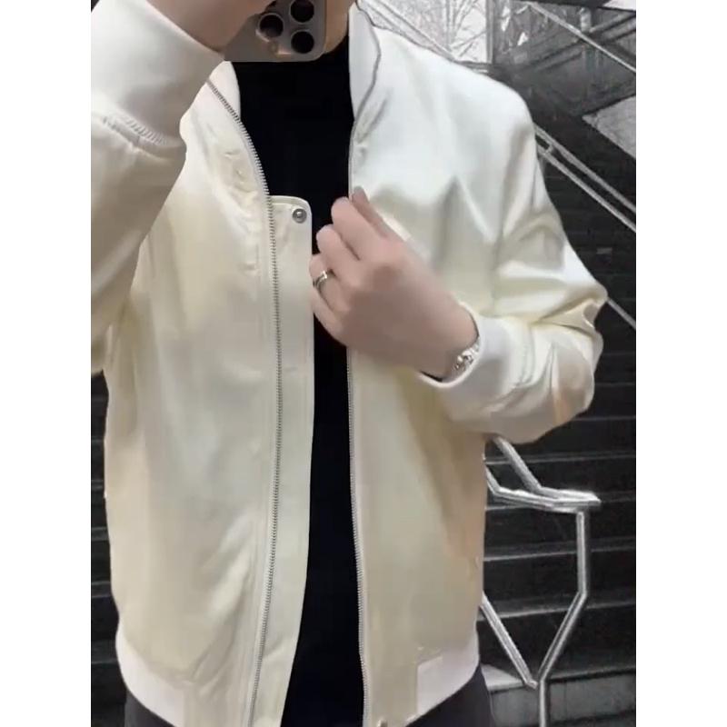 好货男士夏季薄款醋酸夹克2025时尚潮流百搭青年设计感修身棒球领