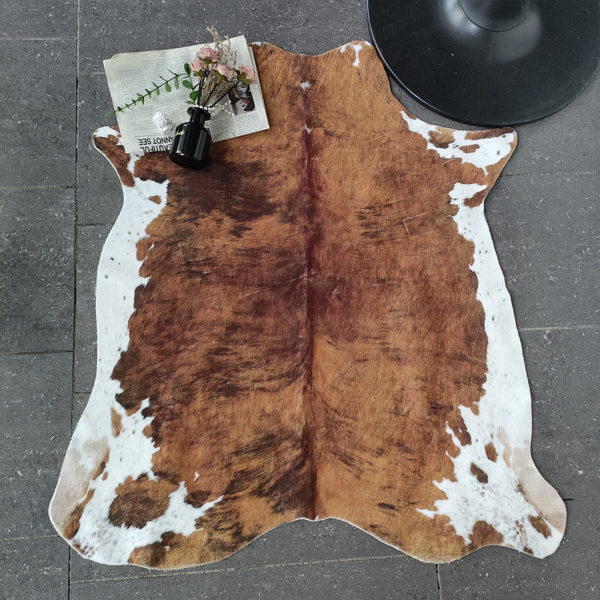 temu客厅牛皮地垫仿卧室床边耐脏不包边锁边易打理可机洗地毯