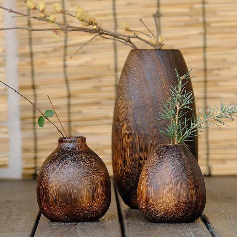 实木  花瓶摆件花瓶台面插花器 烧桐木小花瓶零配日式木质花茶道,家居饰品,花瓶,淘宝优惠券,粉丝福利购,淘宝优惠卷