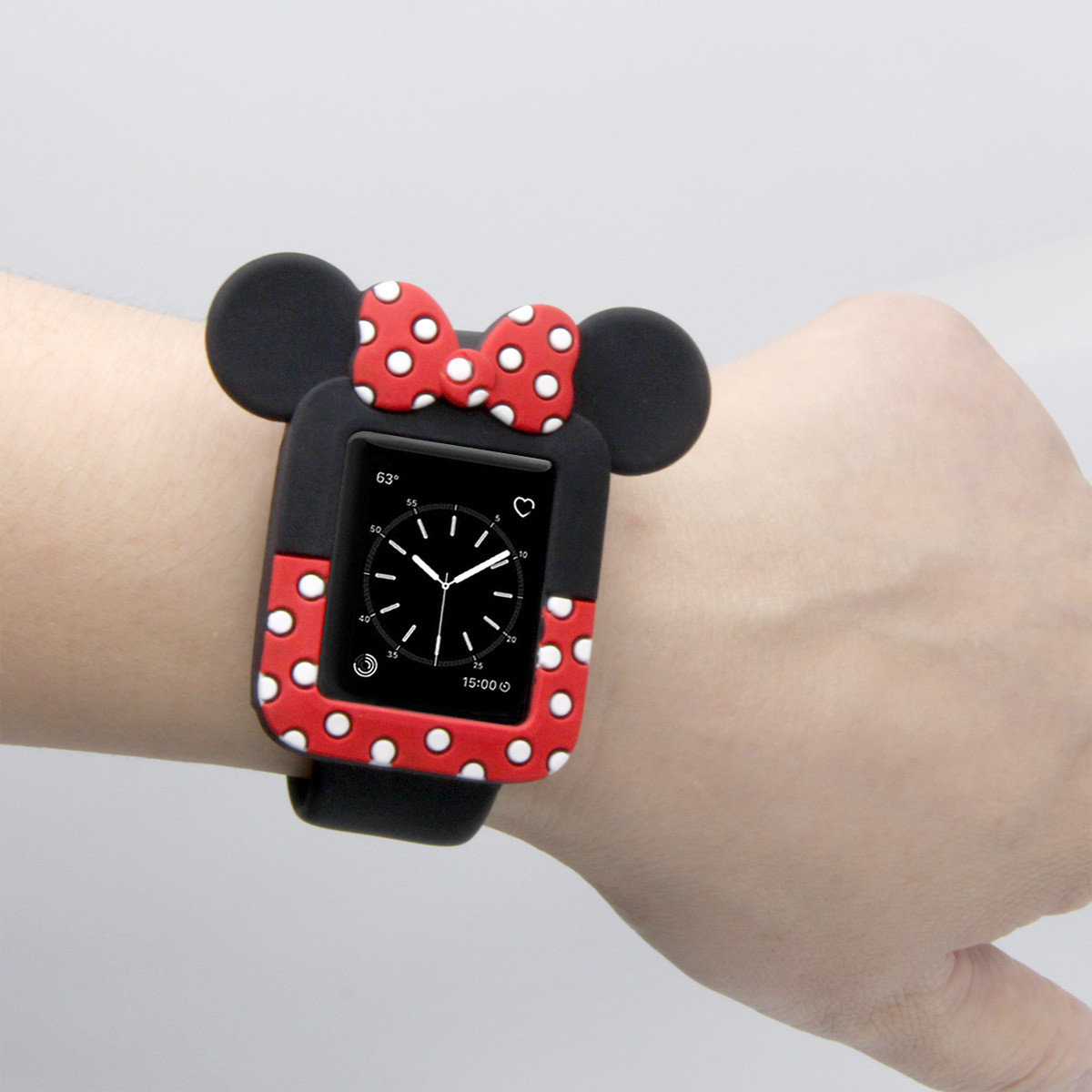 适用苹果手表表壳创意卡通米妮滴胶半包保护壳applewatch保护套