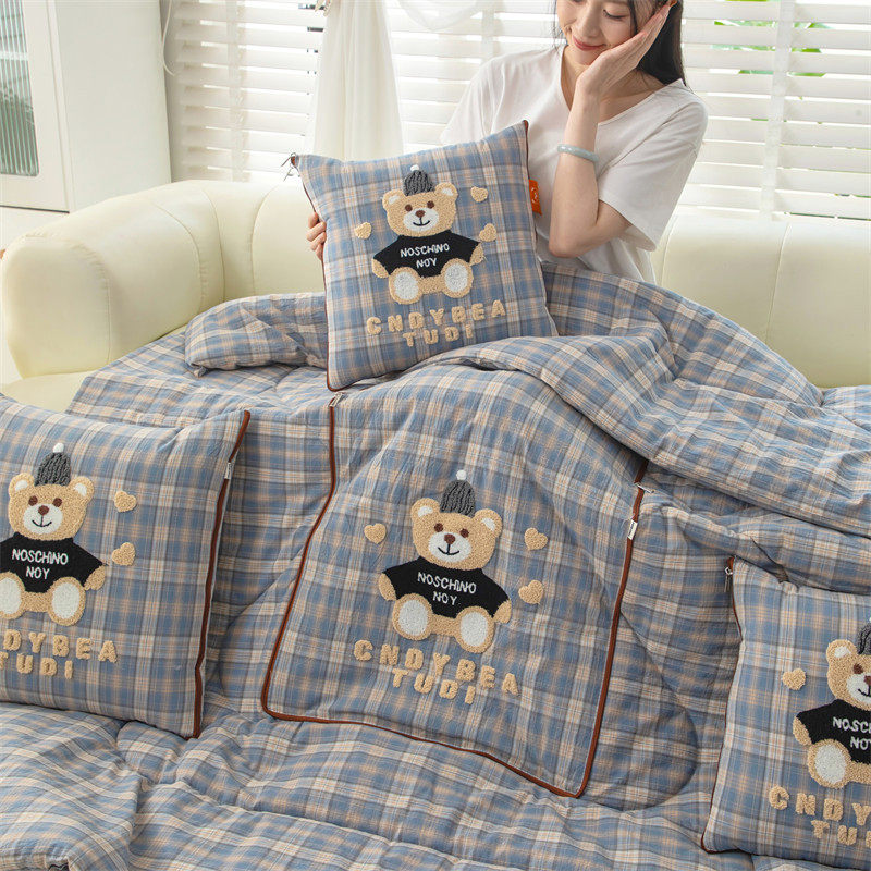 水洗棉抱枕被子两用汽车靠枕沙发靠垫可爱办公室学生宿舍夏被全棉