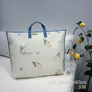 夏凉被包装袋拉链款收纳袋防水无纺布背面透明手提袋空调被礼品袋