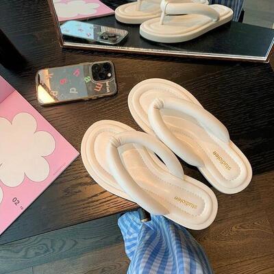 极速踩屎感人字拖鞋女2025年夏季新款萌趣时尚圆头夹趾平底面包拖