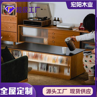 澤揚(yáng)留巖茶幾客廳實(shí)木落地茶桌櫻桃木日式家用巖板小茶臺餐桌兩用
