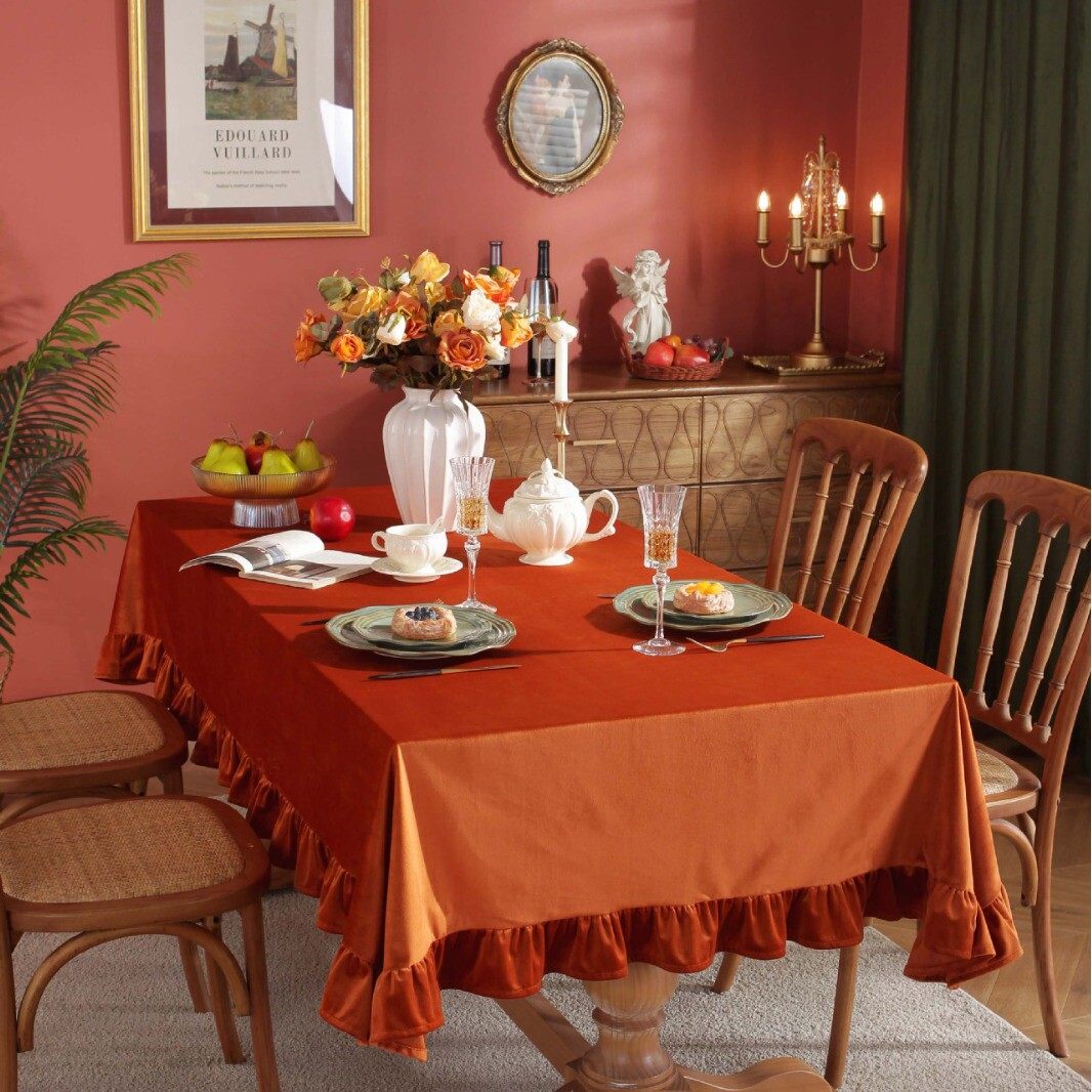 新款北欧风荷兰绒餐桌布酒店咖啡厅装饰桌布家用纯色多用防尘盖布